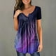 thumbnail image 1 of ICHUANYI Clearance Women Casual T-shirt Printed Short Sleeve Round Neck Pullover Blouse Tops(Purple, L) ICHUANYI WER2023080711006, 1 of 3