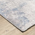thumbnail image 2 of 2' X 8' Grey And Blue Abstract Power Loom Stain Resistant Runner Rug, 2 of 4