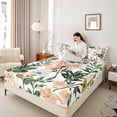 thumbnail image 4 of Homewish Chic Flowers Twin Sheet Sets 3pcs for Teens Boys Girls,Green Tree Leaves Twin Fitted Sheet Microfiber,Botanical Plants Breathable Flat Sheet,Lightweight Room Decor, 4 of 7