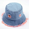 thumbnail image 5 of WTXUE Bucket Hats, Aldult Bucket Hats Jean Washed Denim Hole Teens Women Frayed Ripped Retro Fisherman Cap Packable Outdoor Sun Hats, Color Orange, 5 of 7