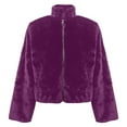 thumbnail image 5 of Yigetop Faux Fur Jacket Women Women's Fashion Cropped Faux Jacket Shaggy Warm Open Front Cardigan Coat Casual Long Sleeve Outerwear Fuzzy Jackets for Women Purple S, 5 of 5