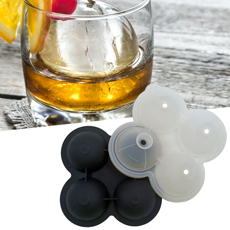 Travelwant Silicone Ice Cube Tray, Large Ice Ball for Cocktail and Scotch  Large Whiskey Ice Ball Tray,Silicone Sphere Ice Cube Maker with Lid 