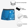 thumbnail image 3 of Sikiie Blue Christmas Print Men's Boxer Briefs, Elastic Waistband Boxer Briefs Leggings-Medium, 3 of 5