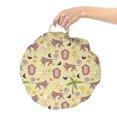 thumbnail image 2 of Tropical Round Floor Cushion with Handle, Exotic Composition of Monkeys Trees and Fruits, Decorative Pillow for Living Room & Dorms, 18" Round, Yellow Mauve, by Ambesonne, 2 of 4