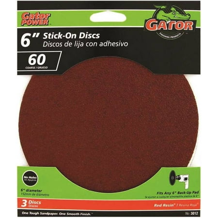 

Gator 3012 Stick-On Sanding Disc 60-Grit Coarse Grade Aluminum Oxide 6 in Dia