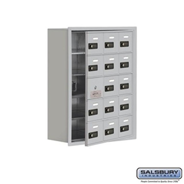 SalsburyIndustries 19158-15ARC Cell Phone Storage Locker With Front Access Panel - 5 Door High Unit, Aluminum