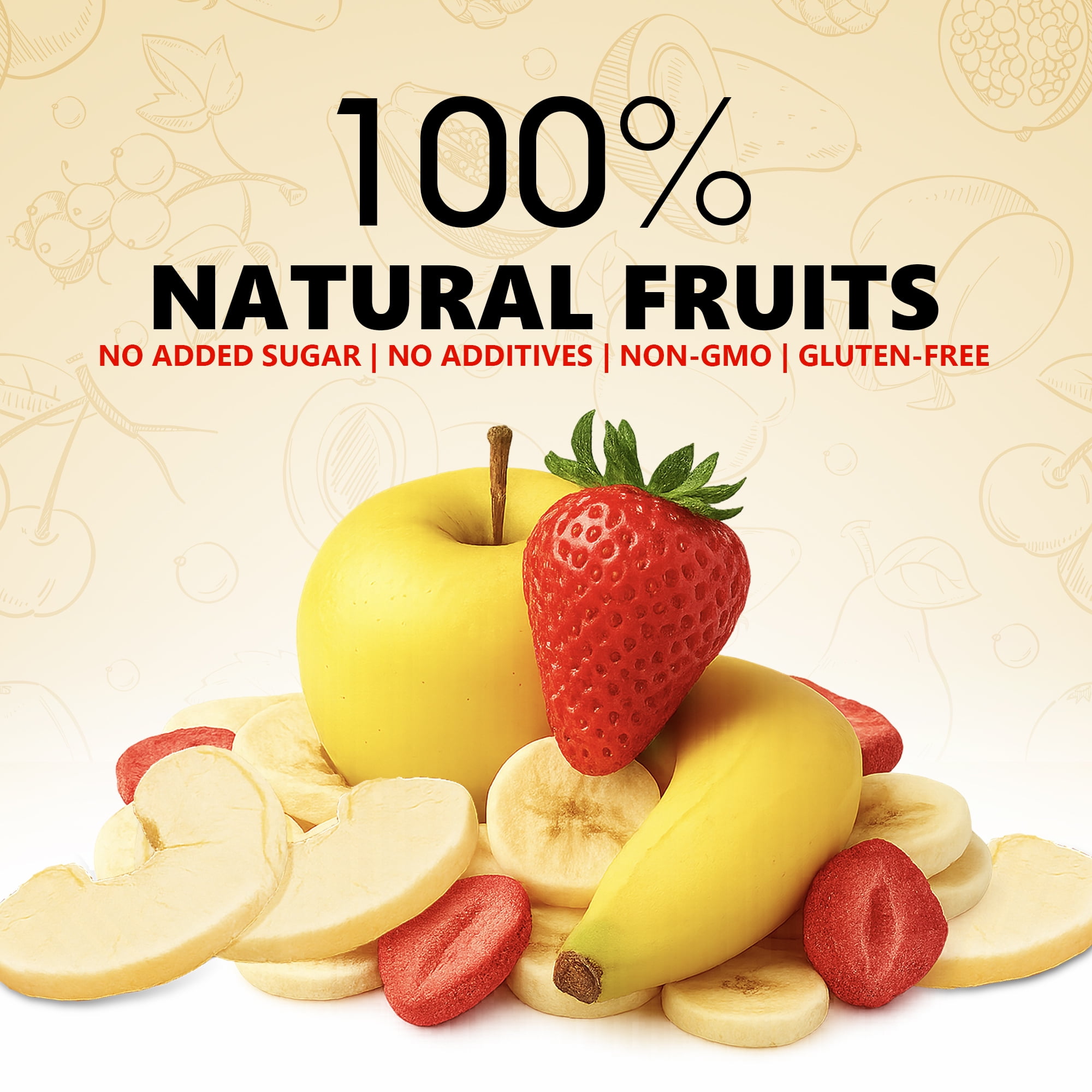 Pol’s Freeze Fresh Premium Freeze Dried Strawberries, Apples, Bananas | Non-GMO, Kosher, Vegan, Gluten-Free, No Additives, No Added Sugar | 6x Sliced Apple & 6x Strawberry-Banana