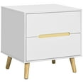 thumbnail image 1 of HOMCOM Bedside Table, Sofa Side Table with 2 Drawers and Wood Legs White, 1 of 10