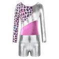 thumbnail image 3 of ZDHOOR Kids Girls 2 Piece Ballet Dance Outfit Dancewear Metallic Gymnastics Leotard with Shorts Silver-A 8, 3 of 5