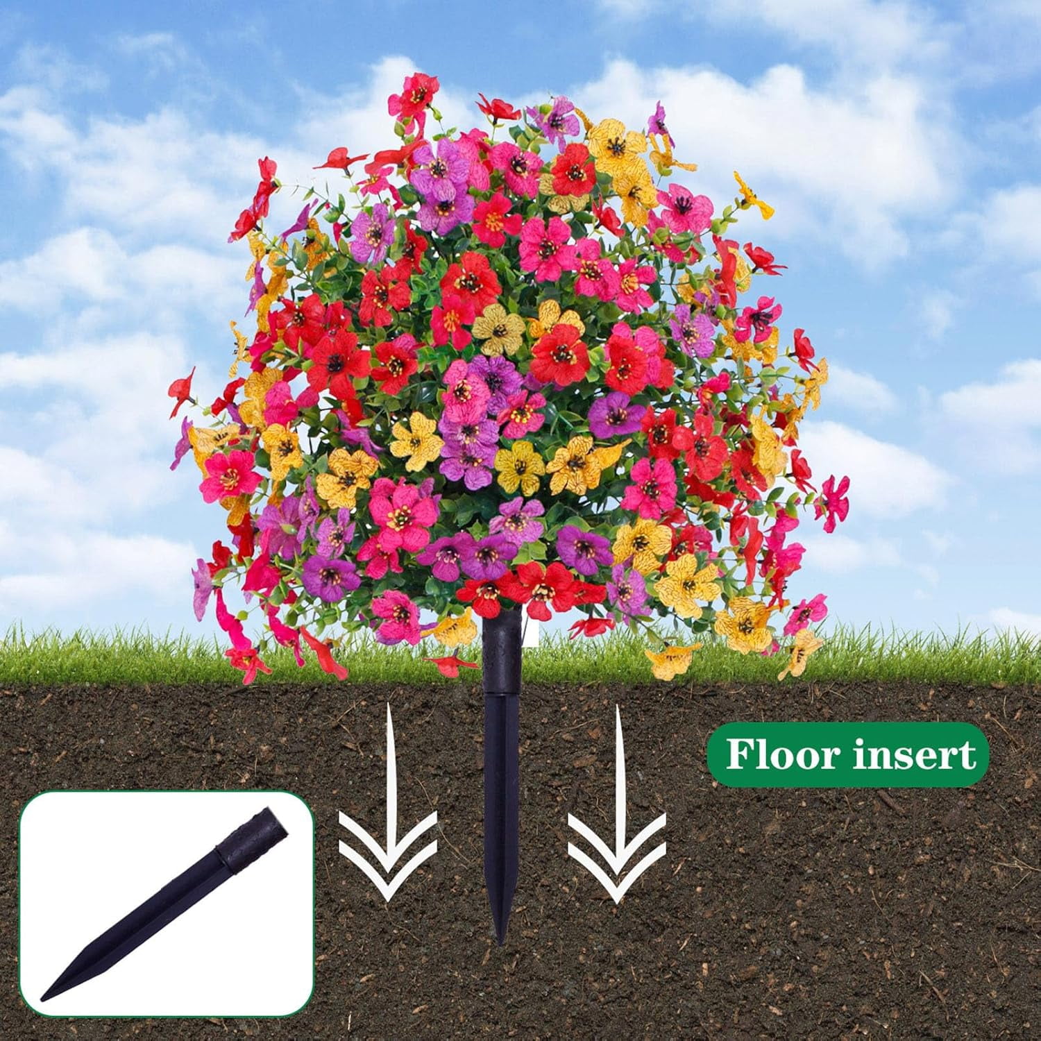 23in Artificial Violet Ball Topiary Trees with Ground Spikes, 1 Pack Fake Artificial Bushes Plants,Faux Artificial Shrubs Tree for Indoor Outdoor Front Porch Decor (MC)