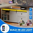 thumbnail image 6 of Dextrus L-Shaped Electric Standing Desk with LED Lights & Power Outlets, Modern Adjustable Height Sit-Stand Desk, Grey Wash, 6 of 10