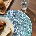 thumbnail image 3 of Turquoise Boho Round Placemats Set of 6 for Dinning Tables,Heat-proof Braided Table Mats 13 Inch,Retro Ethnic Teal Geometric Aesthetic Washable Place Mat for Kitchen Restaurant Party Table Decor, 3 of 9