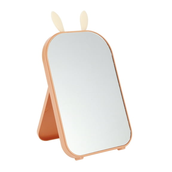 1 Pc Women Convenient Cartoon Ears Desktop Cosmetic Mirror for Travel Pink Plastic Glass Mirror