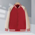 thumbnail image 3 of Varsity Jacket Men Fall Winter Long Raglan Sleeve Loose Casual Button Down Bomber Baseball Jackets Outerwear with Pockets, 3 of 4