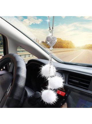 Taykoo Bling Car Accessories for Women,Diamond Crystal White Heart