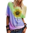 thumbnail image 1 of T-shirt Imprimé Tournesol Manches Courtes Col Rond Tie-Dye Top, 1 of 2