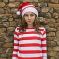 thumbnail image 3 of COUVER Women's Cotton Crew Neck Red White Stripe Long Sleeve Shirt, 1PC, M, 3 of 7
