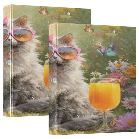 3 Ring Binder 1.5 inch Round Rings with Interior Pockets Binders Organizer Office School 1Pack Beautiful Maine Cat