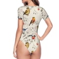 thumbnail image 4 of The Xecao Little Birds Women's Crew Neck Body Suit, a short-sleeved bodysuit and basic swimsuit, both comfort and style for dating and daily life, 4 of 9