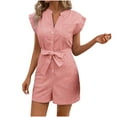 thumbnail image 3 of pstuiky Jumpsuits for Women, Solid Color Loose Short Pants Oversized Rompers for Women Pink M, 3 of 8