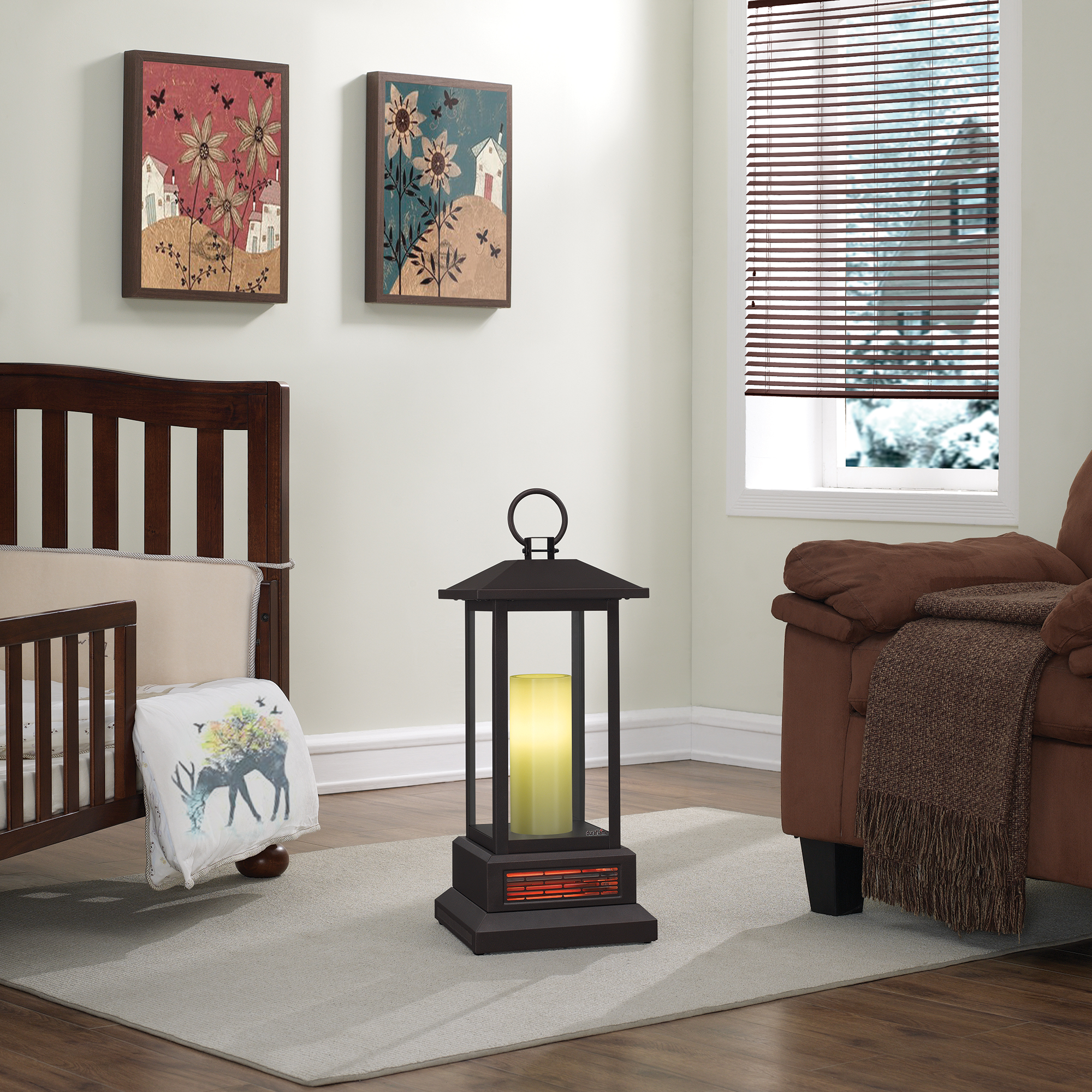 Duraflame 29” Portable LED Electric Flameless Candle Lantern with Infrared  Quartz Heater, Bronze - Walmart.com