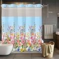 thumbnail image 5 of Spring Flowers No Hooks Shower Curtain with Snap-in Liner Country Colorful Wildflowers Field Blue Ombre Shower Curtains for Bathroom, Waterproof, Easy Install, Washable 72"x72", 5 of 9