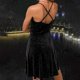 thumbnail image 4 of Moda mujer Casual sólido Sexy cuello en V sin mangas fruncido vestido largo Fridja hjkh5813, 4 of 8