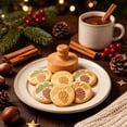 thumbnail image 2 of Wooden Cookie Stamps – 3 Pack with Pine Cone, Leaf, and Snowflake Patterns for Baking, 2 of 5