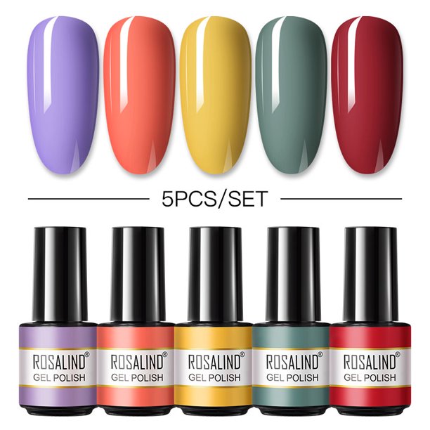 Juego de esmaltes de uñas de Gel ROSALIND, juego de uñas de Color puro, purpurina Vernis, capa superior para Base de arte de uñas semipermanente, conjunto de esmalte de Gel LED UV Tan Jianjun unisex