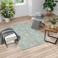 thumbnail image 1 of Botanic Turkish Area Rug, Floral Pattern Spring Season Blossoms Branches Leaf Beauty Field Design, Soft Carpet for Living Room Decor with Distressed Look, 5.2' X 7.6', Pale Teal, by Ambesonne, 1 of 4