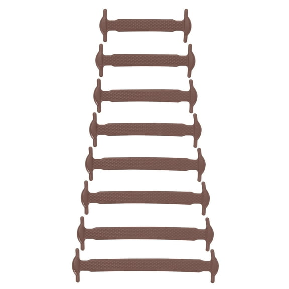 16Pack No Tie Shoe Laces for Adults, Elastic Flat Tieless Shoelaces, Brown