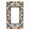 thumbnail image 5 of Metal Light Switch Plate Cover Blue Orange Mandala Flower Tile Pattern MDL042, 5 of 13