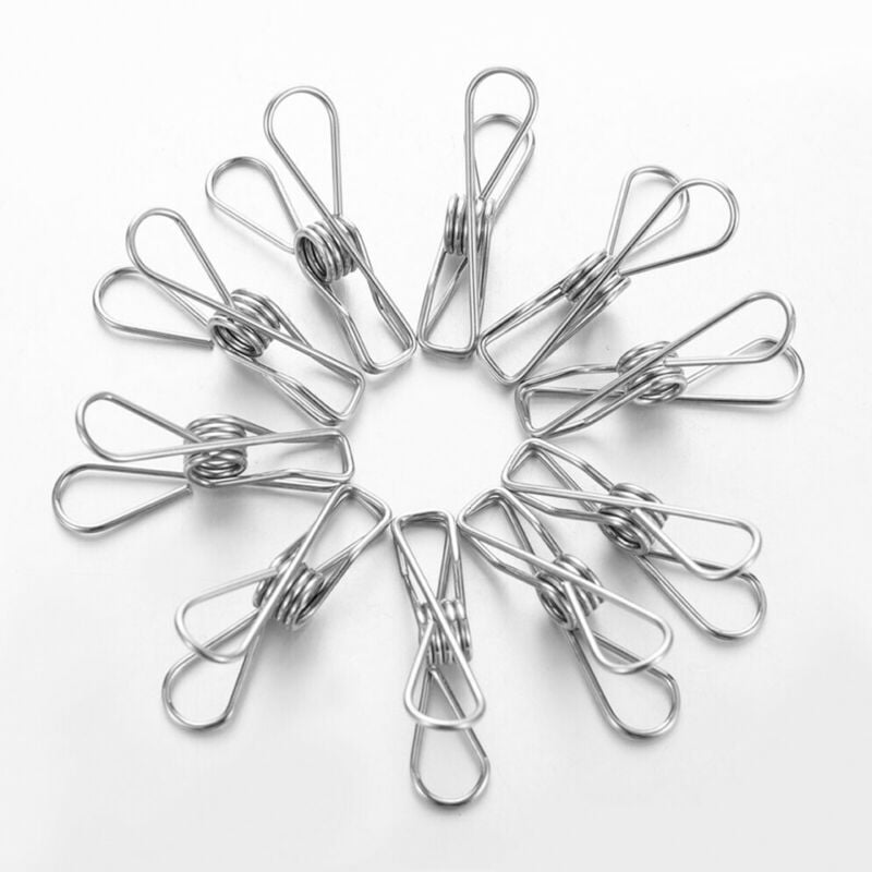 100 Pcs Stainless Steel Clothes Pegs Hanging Pins Laundry Hanger Clips Durable 