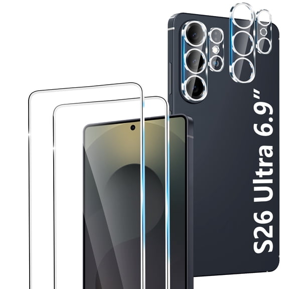 2 Pack Screen Protector for Samsung Galaxy S26 Ultra 6.9 Inch, 9H Tempered Glass, Ultrasonic Fingerprint Unlock, Case Friendly Tempered Glass Screen Protector for Samsung Galaxy S26 Ultra