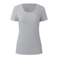 thumbnail image 4 of Women's Summer Short Sleeve T-Shirt Square Neck Ribbed Slim Fit Casual Tee Comfortable Stretchy Breathable Fashion Top, 4 of 7