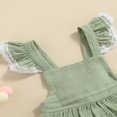 thumbnail image 4 of Baby Girl Dress Set Lace Hem Decor Ruffle Suspender Skirt Matching Elastic Waist Shorts Green 3-6 Months, 4 of 6