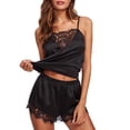 thumbnail image 1 of Conjunto de Pijama Sexy de 2 uds para mujer, Sexy, de encaje, de retazos, de seda satinada, con tirantes finos, Top, pantalones cortos, Pijama para mujer, ropa de dormir para mujer xuanjing  unisex, 1 of 2