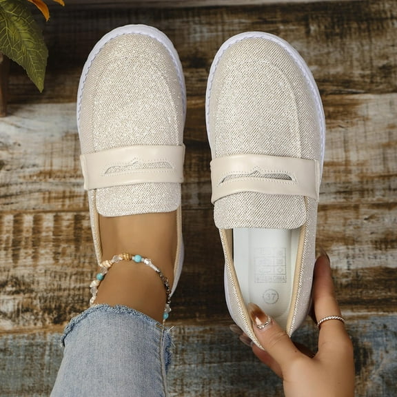 Wowcloth Women's Fashion Casual Round Toe Slip-On Shoes – Comfortable & Breathable Shallow Cut Flat Sole Loafers for Spring Everyday Wear