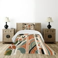 thumbnail image 4 of Ambesonne Monstera Quilted Bedspread Set 2 Pcs, Abstract Mid Century Boho, Twin Size, Beige Green and Burnt Orange, 4 of 5