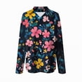 thumbnail image 4 of Womens Hawaiian Long Sleeve Button Down Shirt Tropical Floral Print Beach Vacation Top Women Casual Long Sleeved Lapel Button Shirts, 4 of 5