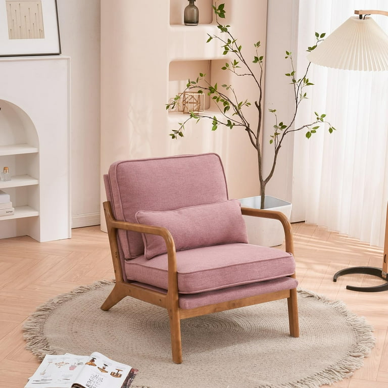 Ktaxon Mid Century Modern Accent Chair Linen Fabric Armchair with