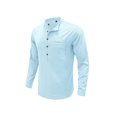 thumbnail image 1 of Sunloudy - Camisa informal de otoño para hombre, color sólido, manga larga, cuello levantado, botones, tops con bolsillo Sunloudy S M L XL XXL, 1 of 4