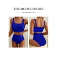 thumbnail image 6 of Eytino Women's Bikini Swimsuits Scrunch Square Neck Bathing Suits for Women 2 Piece High Waisted Swimsuit Color Block Bikini Set 2025 Summer Beach Swimwear Dark Blue L, 6 of 8
