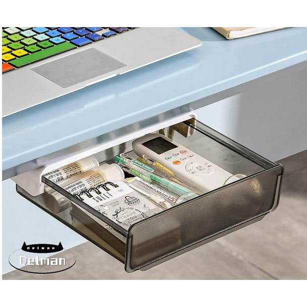Desk Drawer Organizer Slide Out, Stick on Desk Drawer Attachment, Self