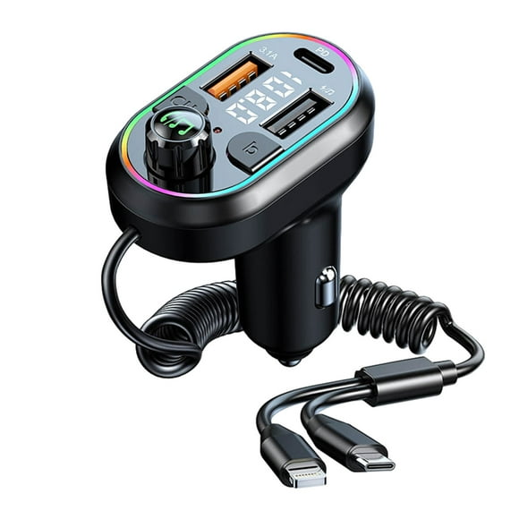One To Two Car Charging Bluetooth 5.0 FM Transmitter For Car Bluetooth Car Adapter With Dual USB Charging Car Charger MP3 Player Hands Free Calling