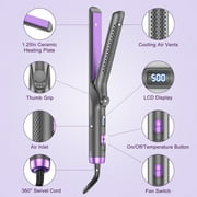 NEXPURE Airflow Styler Curling Iron, Flat Iron Hair Straightener and Curler 2 in 1, Ionic Curling Wand with 360°Cool Air Lock in Styling,5 Temps & Anti-Scald, Purple