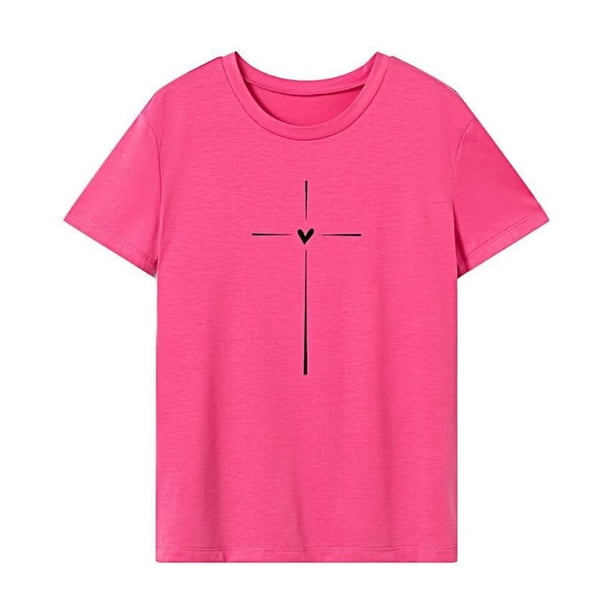Camiseta para mujer Camiseta básica Elegante Trajes clásicos Camisa de cuello redondo para caminar M