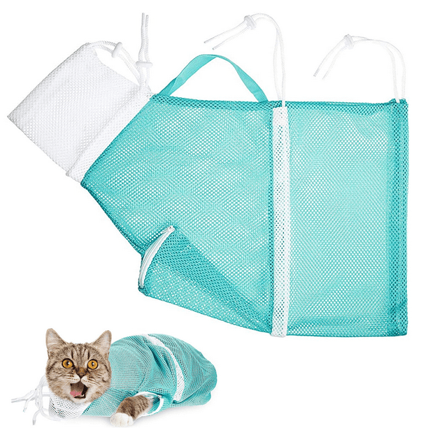 Bolsa de red de ducha para gatos, bolsa de baño, bolsa de sujeción multifuncional, evita mordeduras y arañazos para el baño.