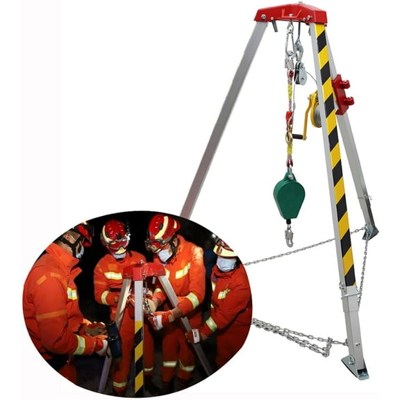 Aluminum Alloy Confined Space Tripod Kit Emergency Rescue Belt 10M Anti-Fall Device 1800LBS 30M
