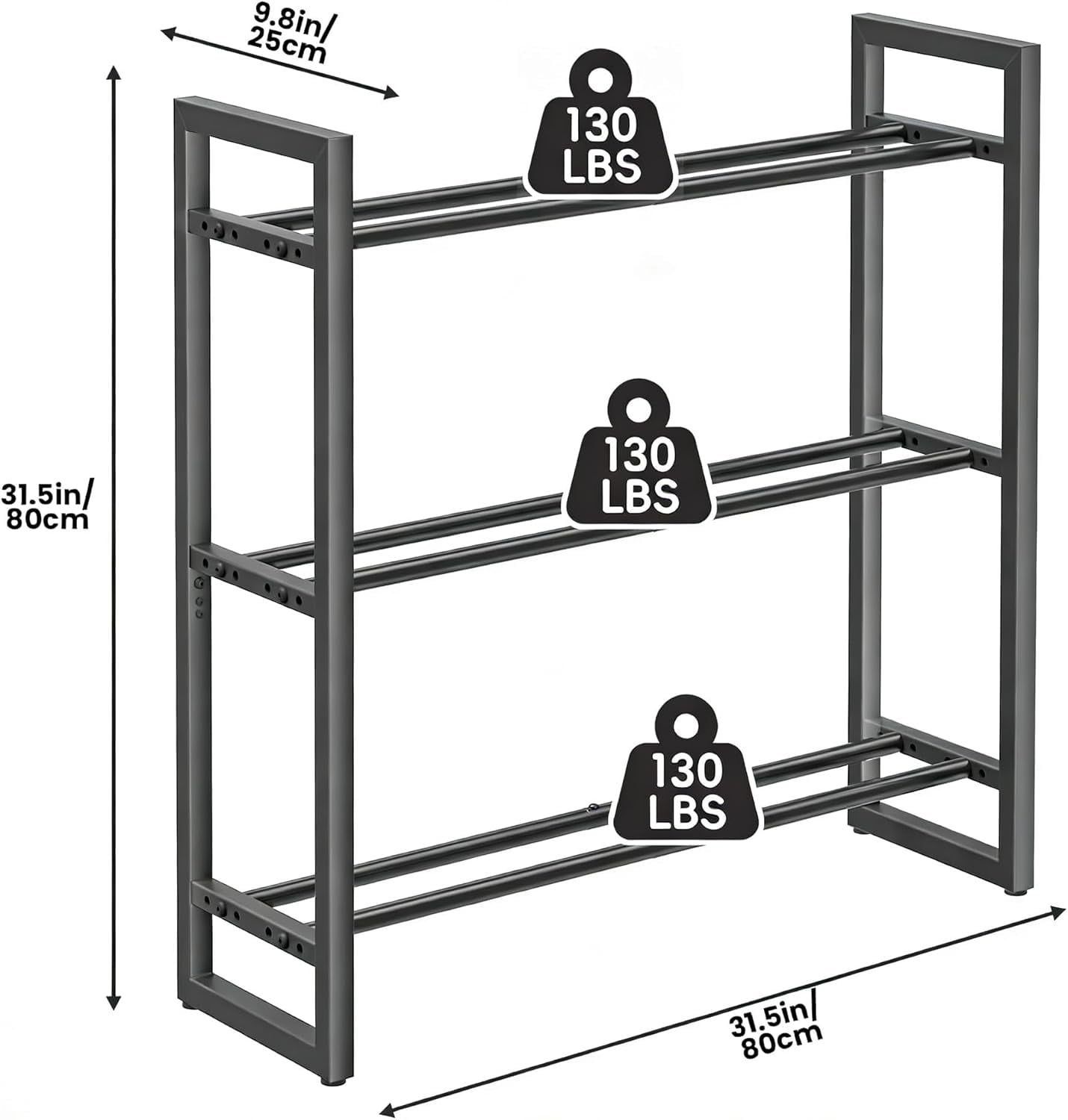Niffgaff 3 Tier Dumbbell Rack Weight Rack Stand Only for Home Gym Storage Organizing Dumbbells Up to 390 lb Capacity